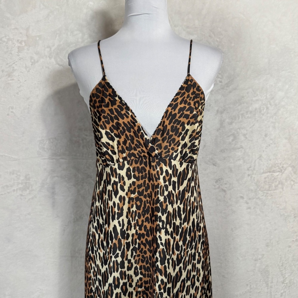 Vintage Vanity Fair Leopard Maxi Slip Dress Size M Nightgown Lingerie Mob Wife - Picture 5 of 16